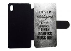 HTC ONE SCHEISS MUSS ICH Flipcase Tasche Flip Hülle Case Cover Spruch