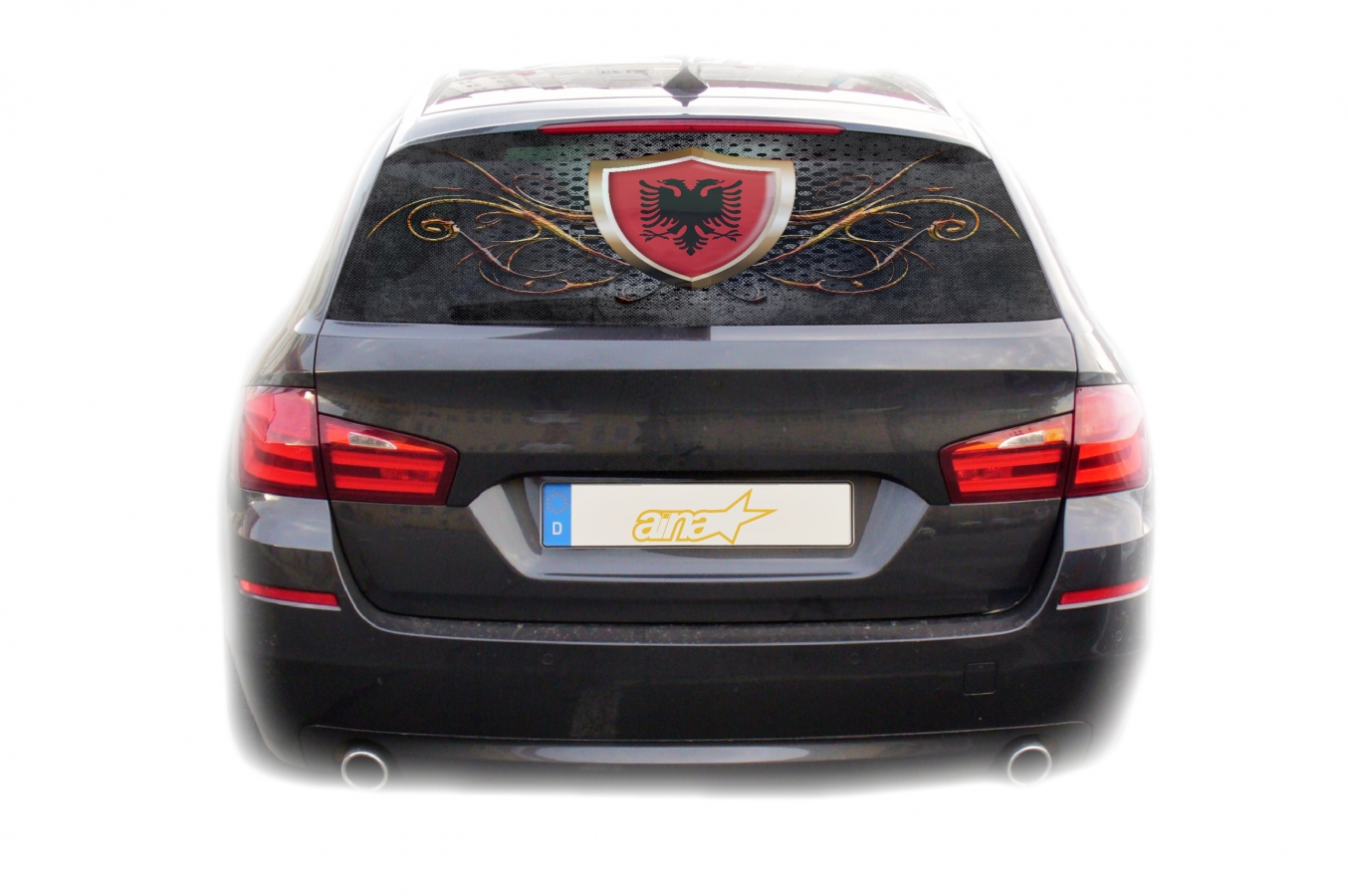 Auto KFZ Heckscheibe Fenster Aufkleber Sticker Albanien Fahne 1