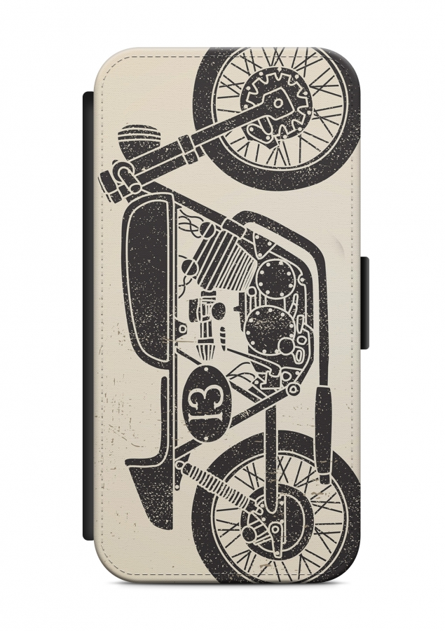HTC ONE Motorrad Vintage 2 Flipcase Tasche Flip Hülle Case Cover Schutz Handy