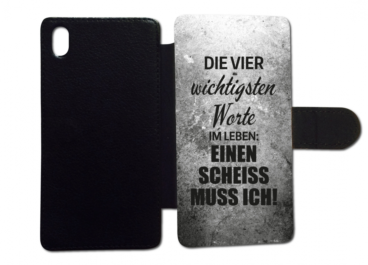HTC ONE SCHEISS MUSS ICH Flipcase Tasche Flip Hülle Case Cover Spruch