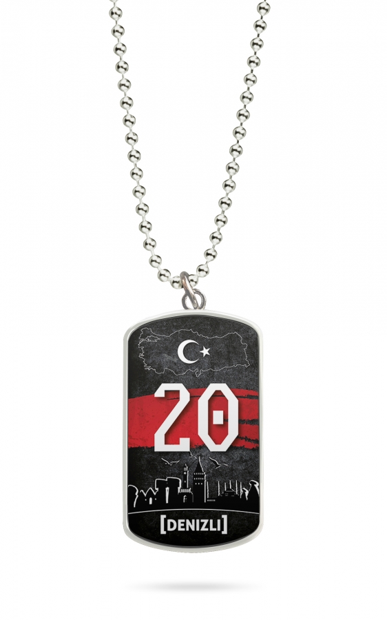 Kette Dog Tag Anhänger Türkei Denizli 20 Türkiye Plaka V2 