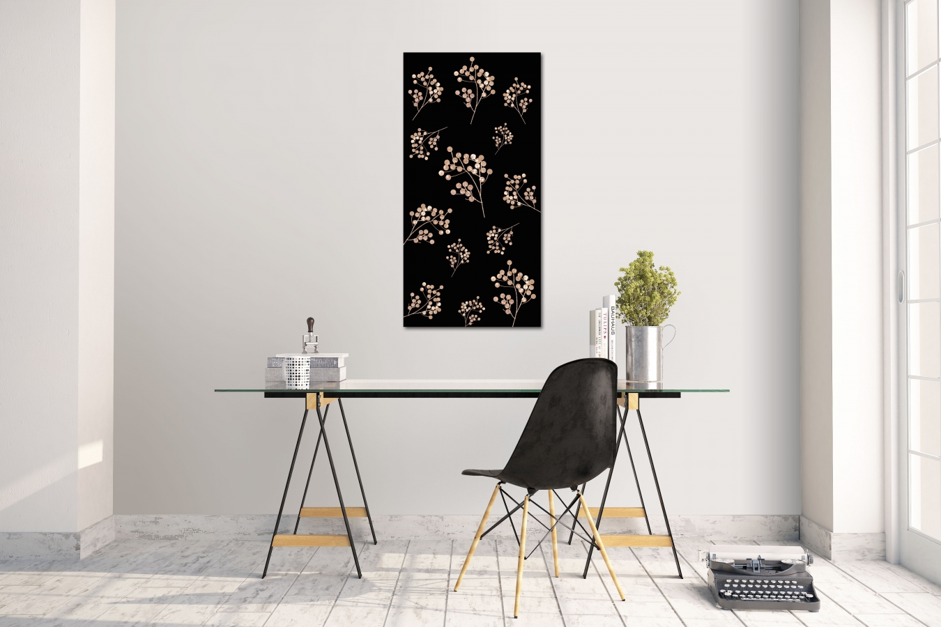 Wandtattoo Wandsticker Aufkleber Gold Glitter Flowers Grösse: 60 x 120 cm