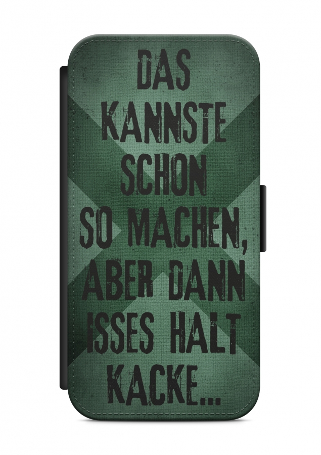 HTC ONE IST HALT KACKE Flipcase Tasche Flip Hülle Case Cover Spruch