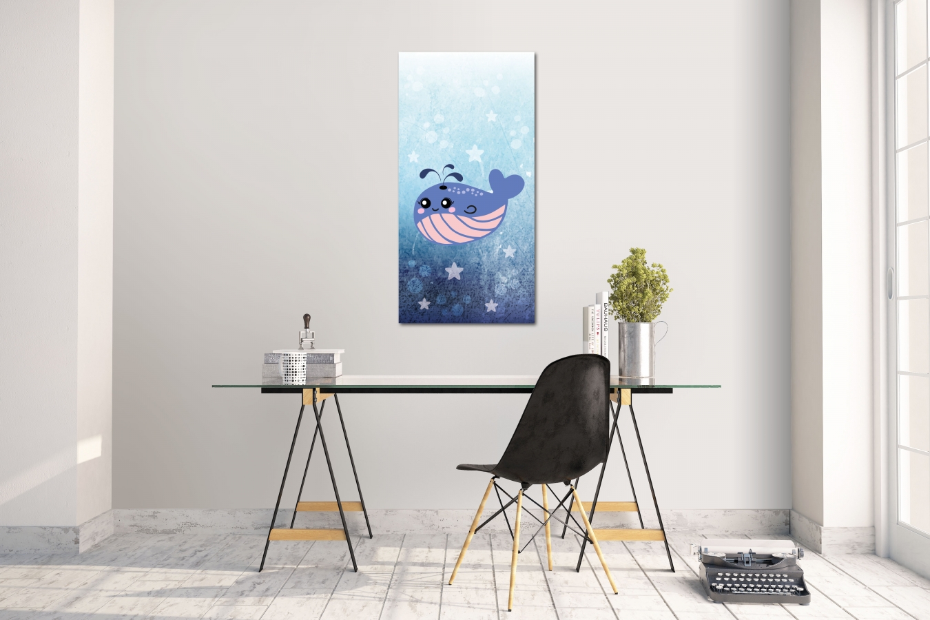Wandtattoo Wandsticker Aufkleber Cute Whale Grösse: 60 x 120 cm
